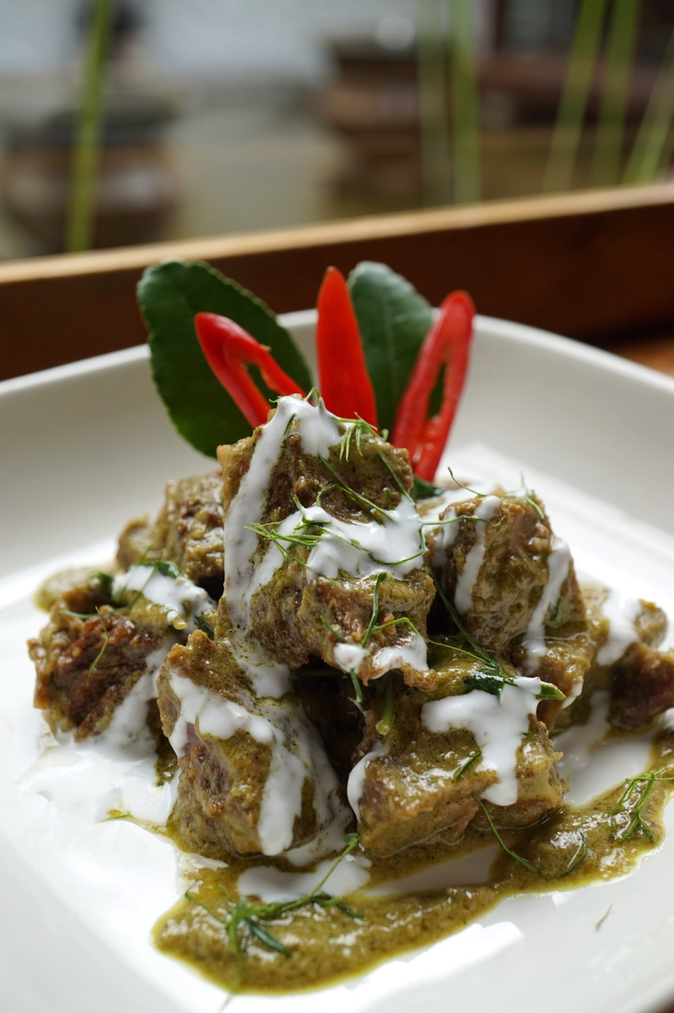 Beef Ribs Served In A Dry Green Curry - Tamarind Hill - Food For Thought