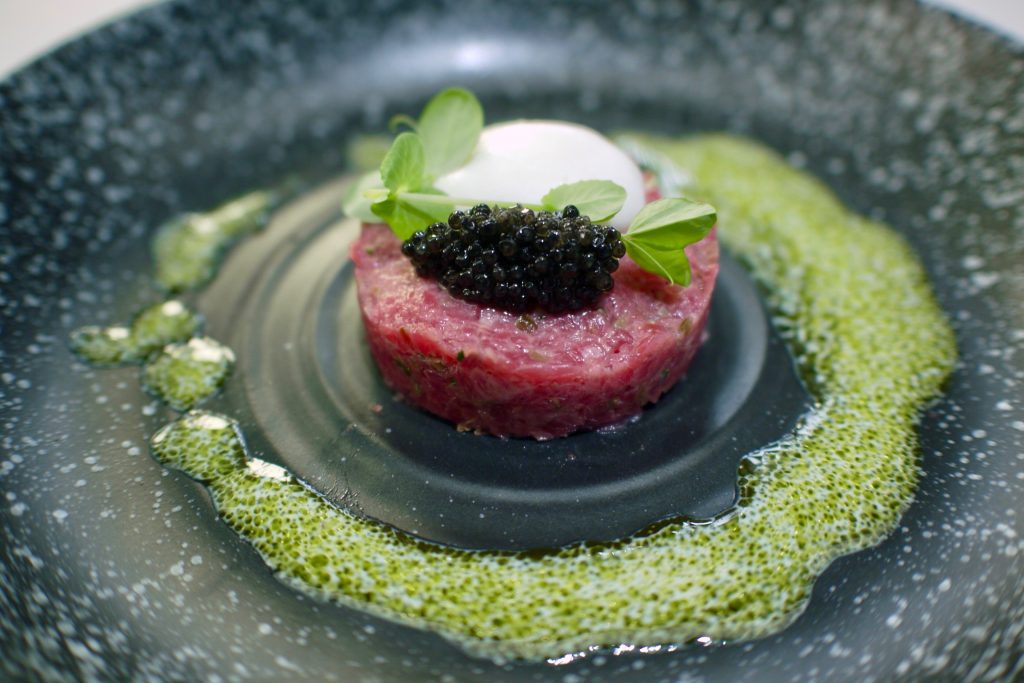 Beef Tartare with Pecorino Sorbet and Kaviari Transmontanus caviar | Soleil's Chef's Table | Soleil