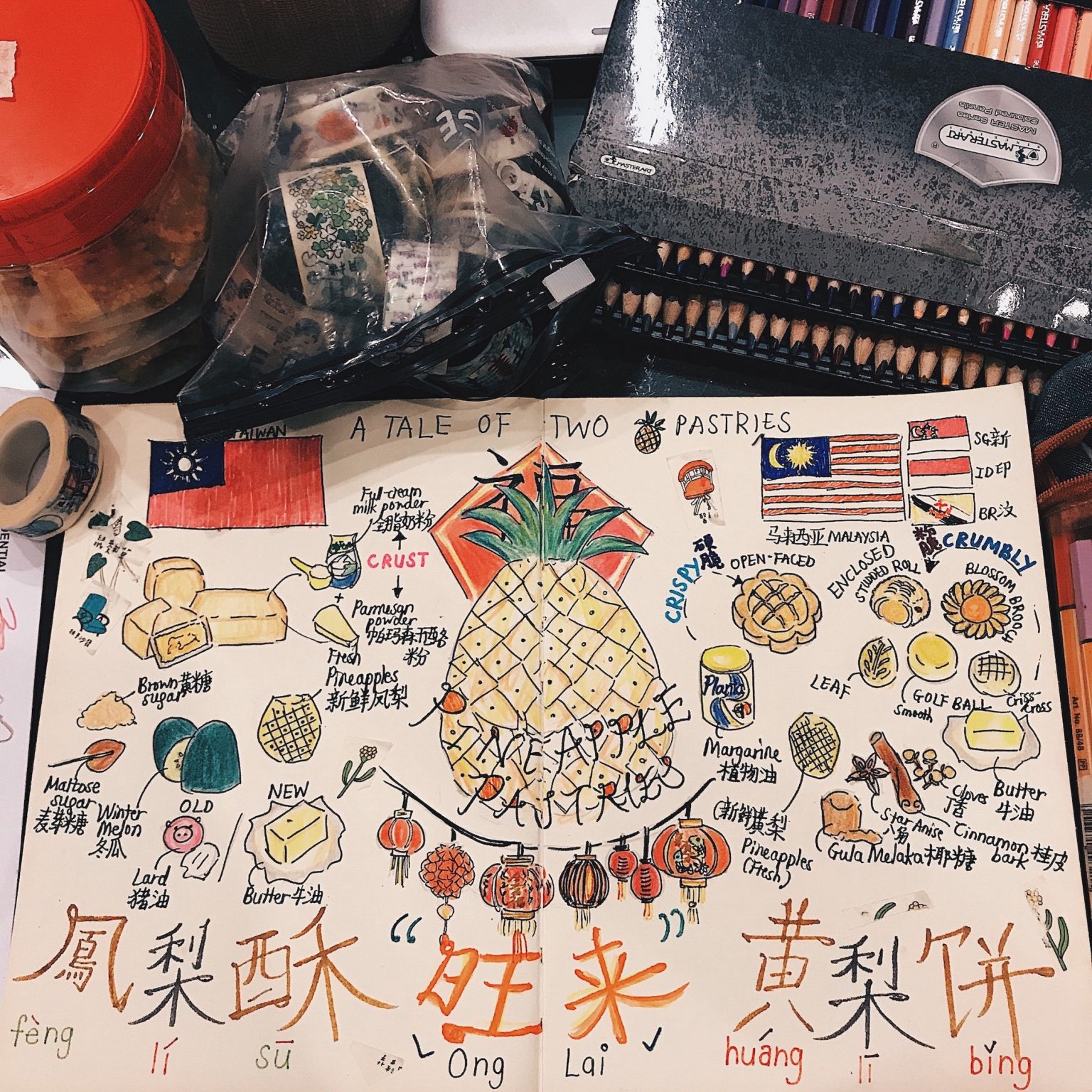 Chloee Lee's Pineapple Pastries Illustration | A Tale Of Two Pineapple Pastries - Malaysian vs Taiwanese | Food For Thought