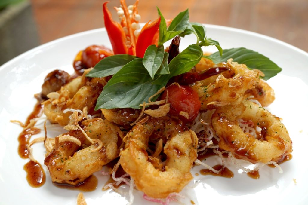 Fried Squid & Cherry Tomatoes In A Spicy Tamarind Sauce - Tamarind Hill - Food For Thought