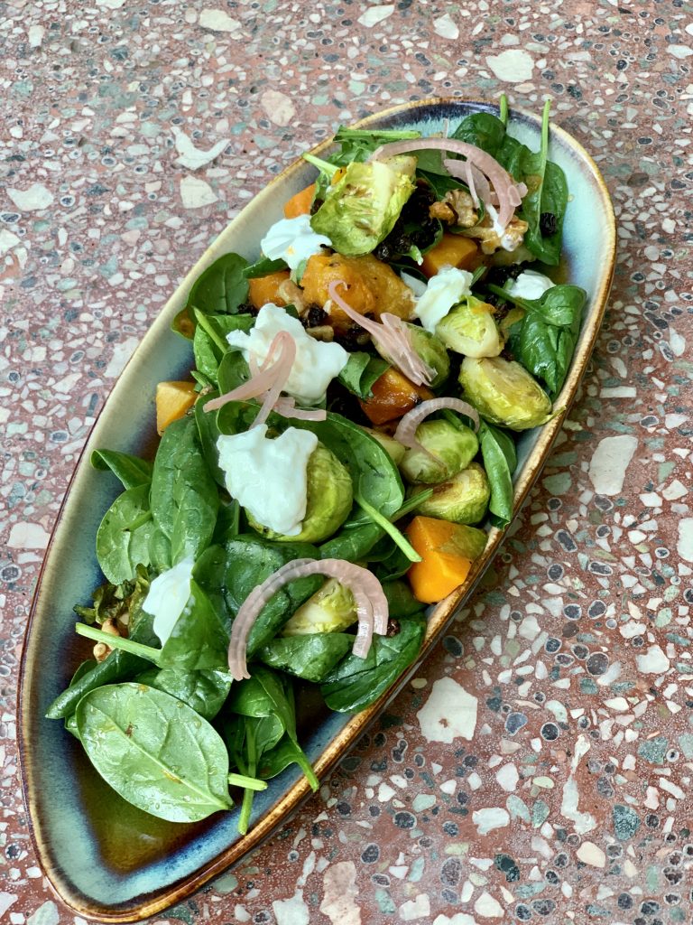 Spinach Salad with Butternut and Brussel Sprouts | JOLOKO | Food For Thought