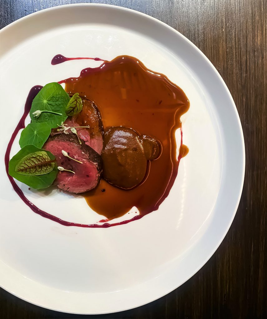 Venison, dark chocolate mole, beet root | Long Bar at ATAS | Food For Thought